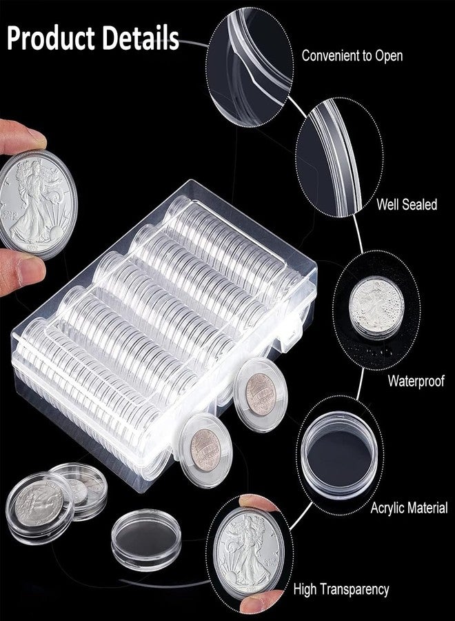 OFIFO® Coin Box Collectable Coin Storage Box Clear Coin Holder Organzier Max 100Pcs Capacity, Compatible with 17-30mm Dia Coins Trade Tokens Coins - Image 3